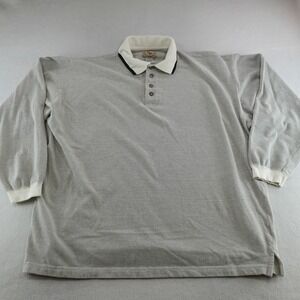 Ferruche Casual Basics Polo Shirt Mens XL Gray White Rugby Casual 4 Button Flaw